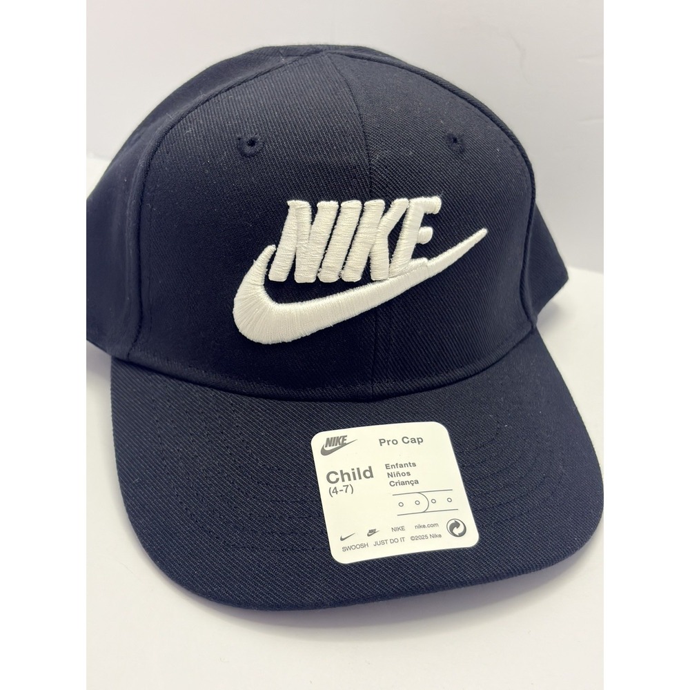 Nike True Child (4-7) Black Snapback Flat Brim Pro Cap Baseball Hat Authentic